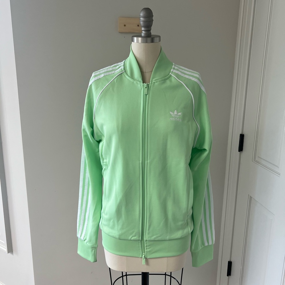 Adidas Women's Mint Bomber Jacket with White Stripes
